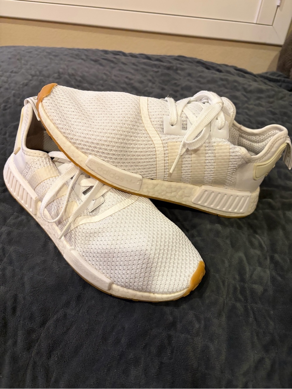 adidas NMD White Sneakers with Gum Sole
